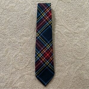 Vtg Georgetown University Shop Tie Wool Green Red Yellow Tartan Plaid Hoyas